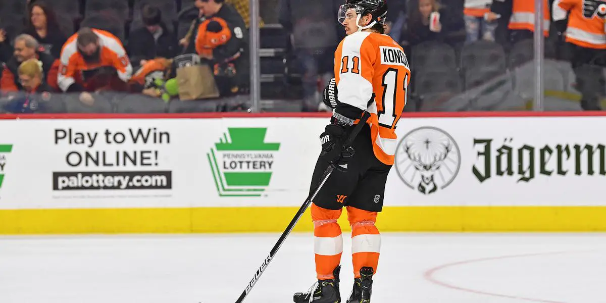 Travis Konecny skating for the Philadelphia Flyers