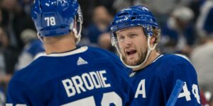 Leafs Morgan Rielly Chatting With Teammate TJ Brodie