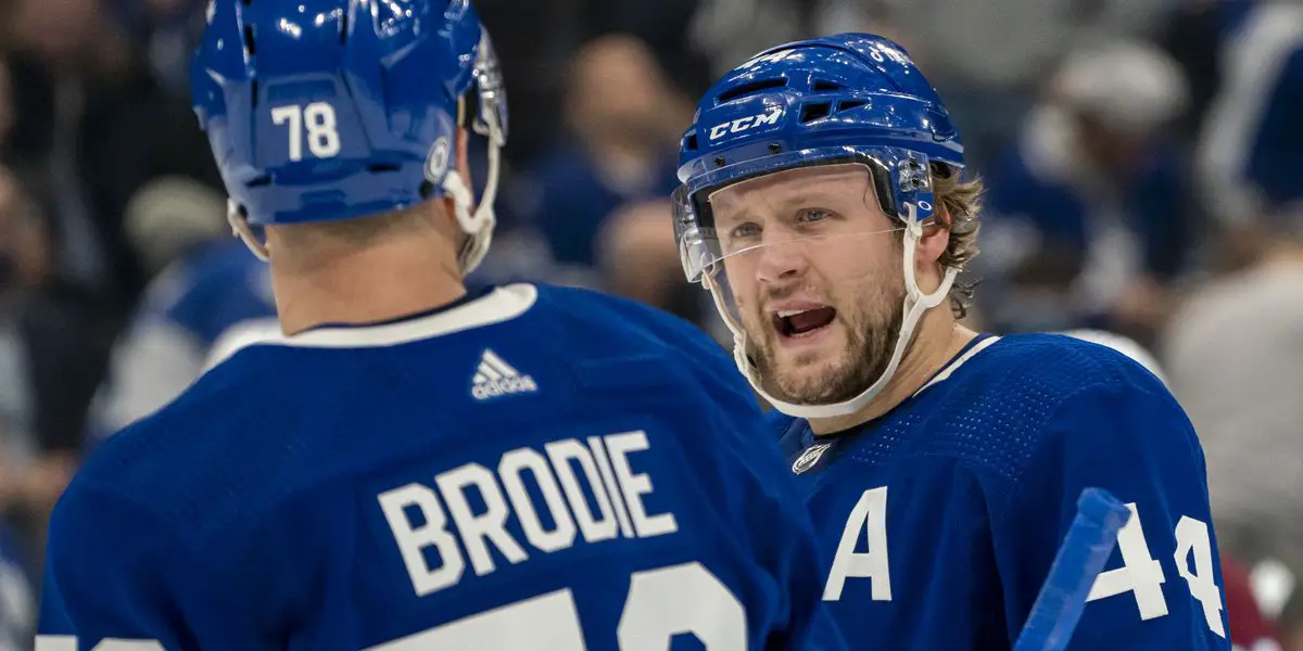 Leafs Morgan Rielly Chatting With Teammate TJ Brodie