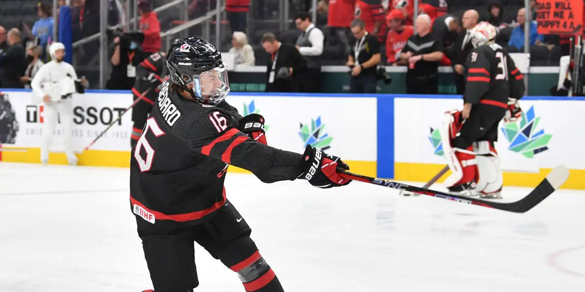 Team Canada Forward Connor Bedard Taking Shots in Warm-up Prior to Game