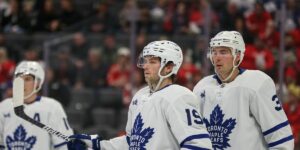 Toronto Maple Leafs Awaiting Face-off in Neutral Zone