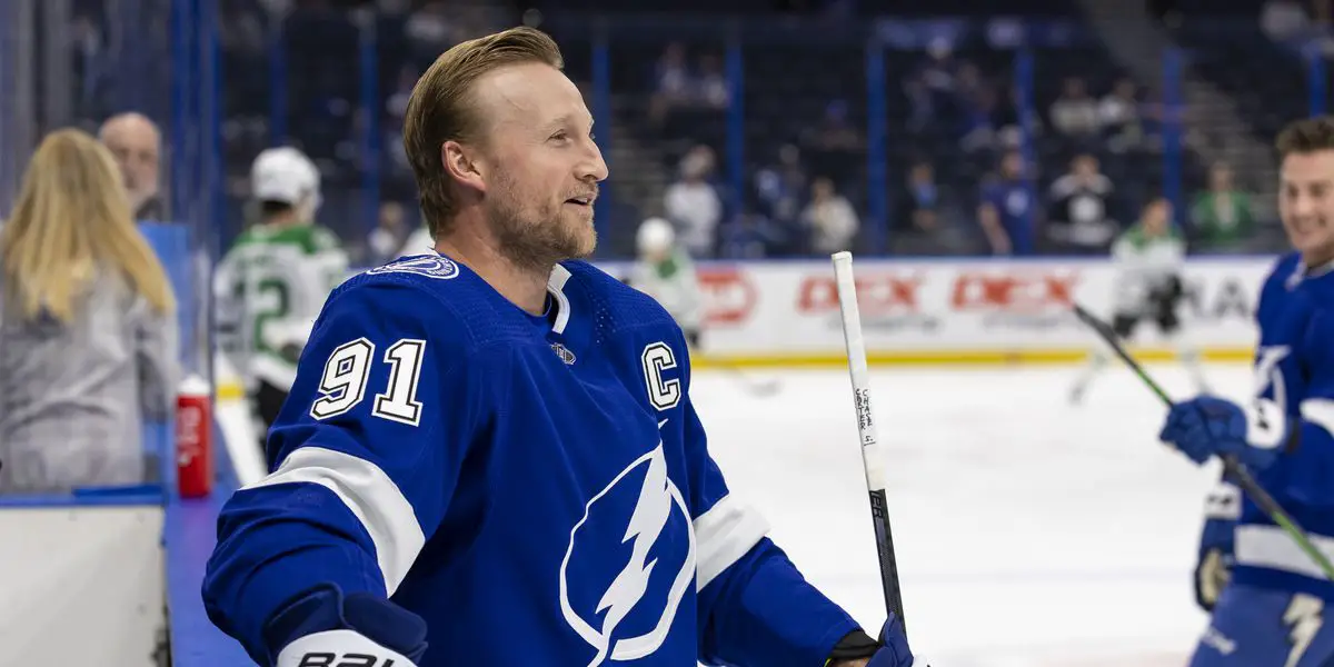 Steven Stamkos on the ice for the Tampa Bay Lightning