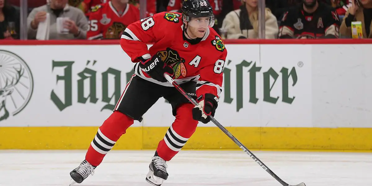 Patrick Kane handles the puck