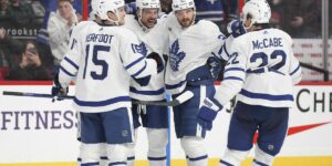 Maple Leafs Star Auston Matthews Celebrates Goal With Teammates