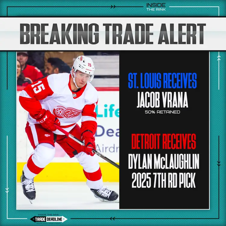 Wings trade Vrana to Blues for McLaughlin, 2025 pick