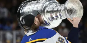 Robert Thomas with the Stanley Cup