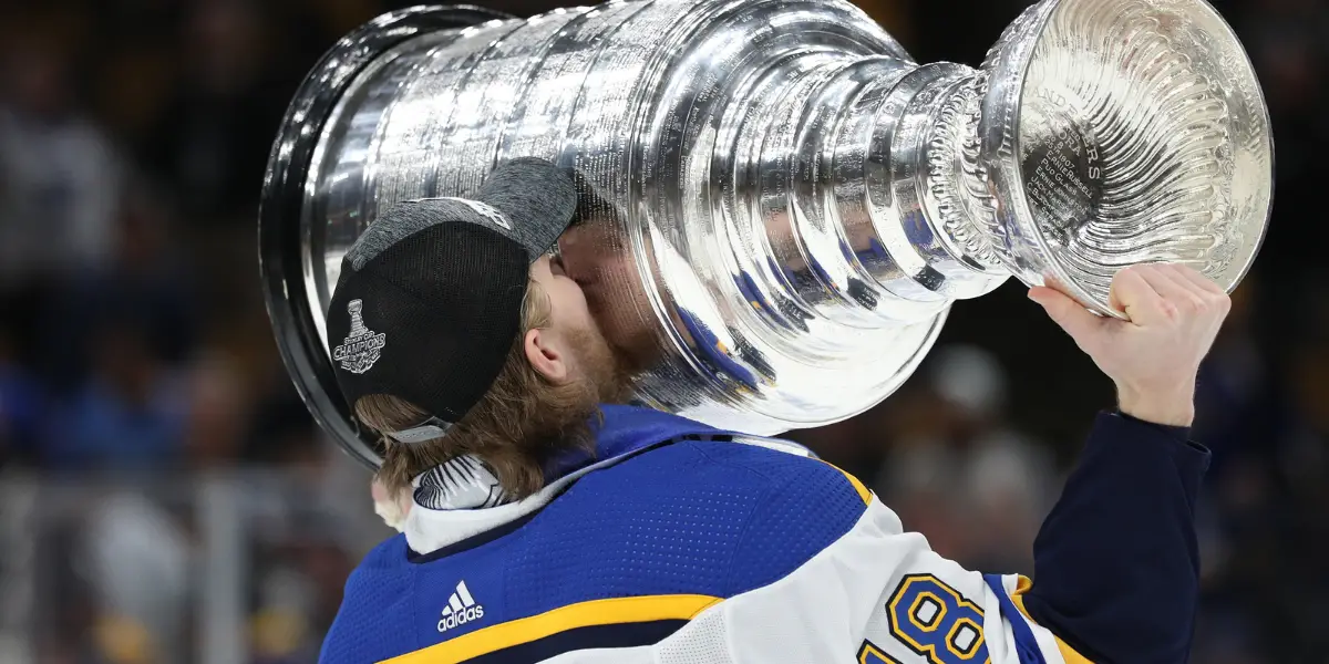 Robert Thomas with the Stanley Cup