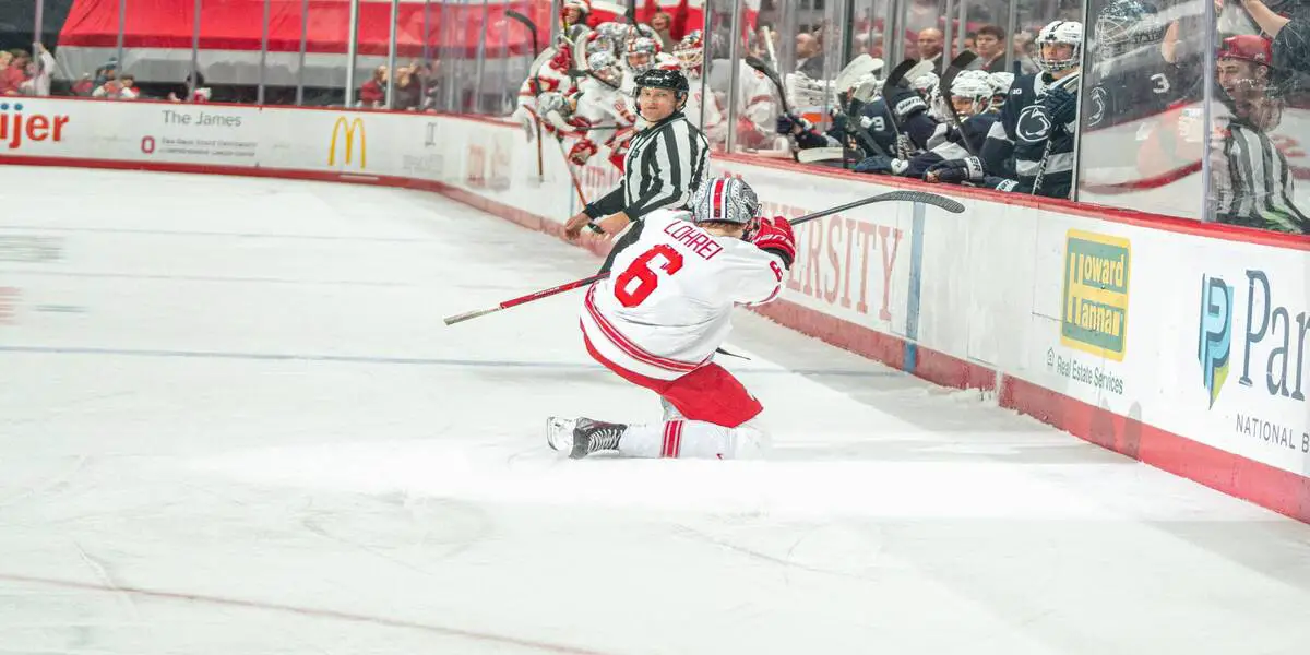 Mason Lohrei playing for Ohio State University