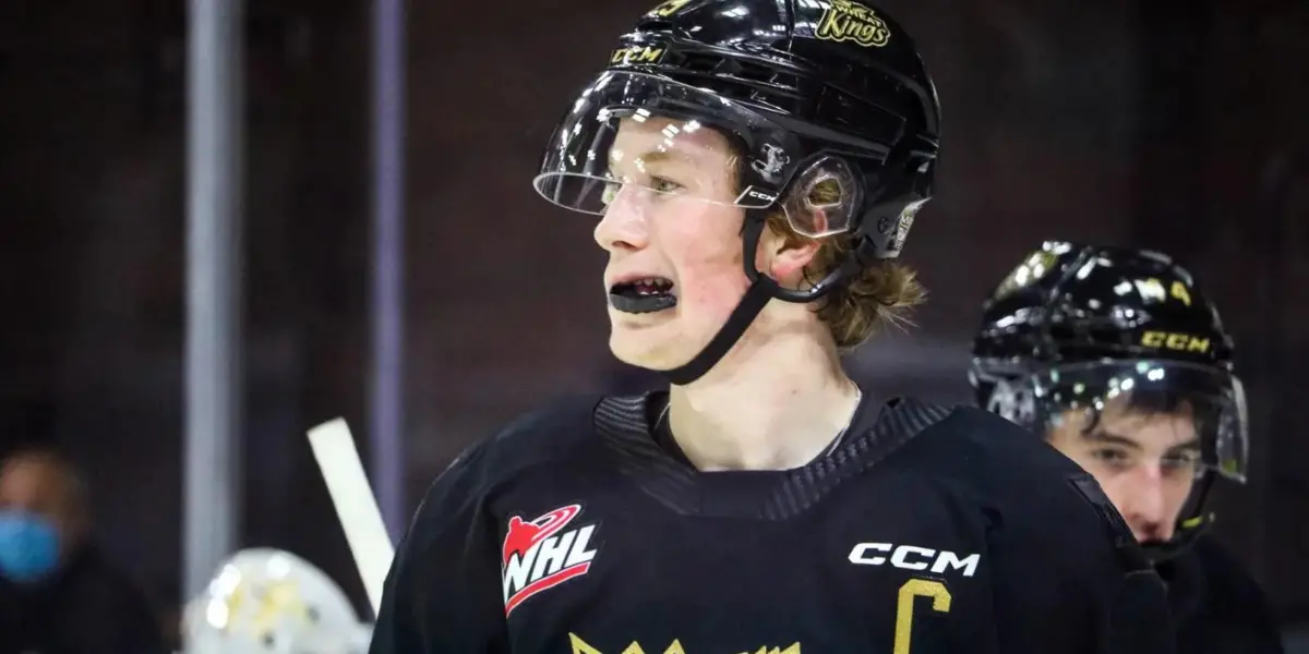 Nate Danielson skating for the Brandon Wheat Kings