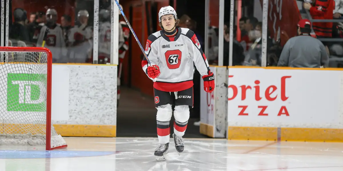 Luca Pinelli skating for the Ottawa 67's