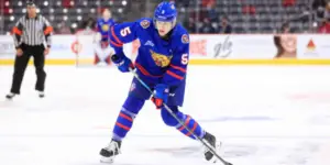 Etienne Morin skating for the Moncton Wildcats of the QMJHL
