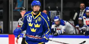 Theo Lindstein skating for Team Sweden