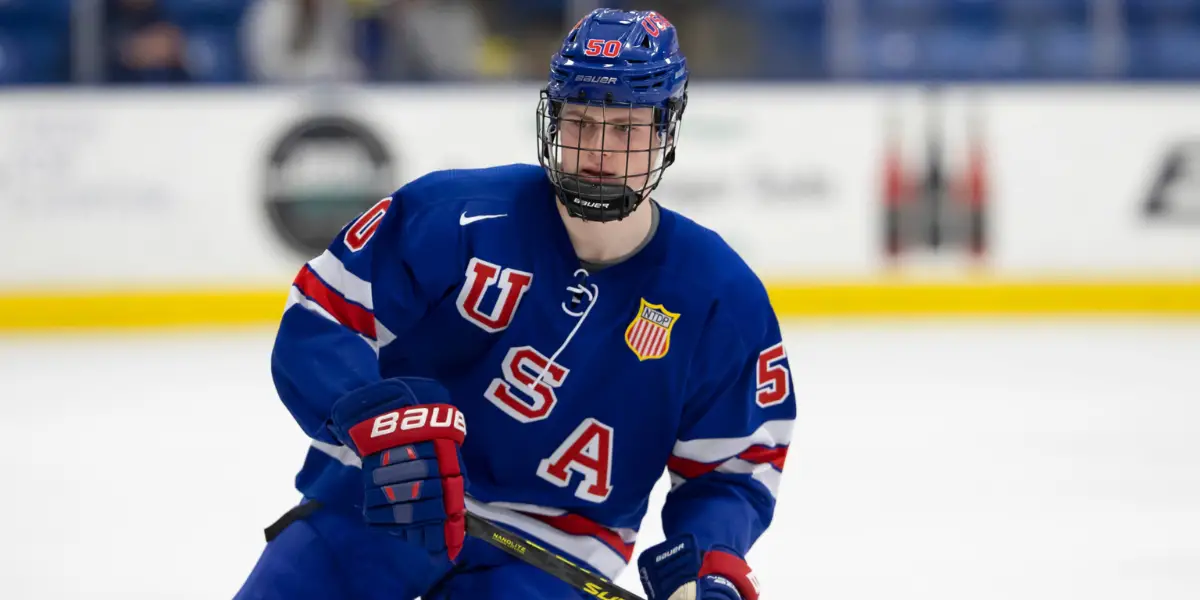 Danny Nelson skating for the USNTDP