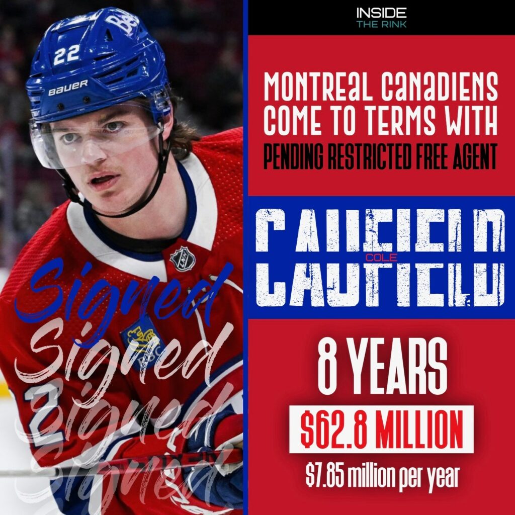 Caufield signs with the Montreal Canadiens