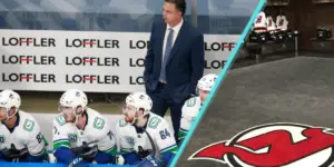 Travis Green behind the Bench for the Vancouver Canucks and the New Jersey Devils Locker Room