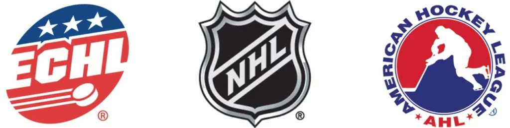 NHL AHL and ECHL logos https://www.echl.com/en/pages/nhl-ahl-affiliations