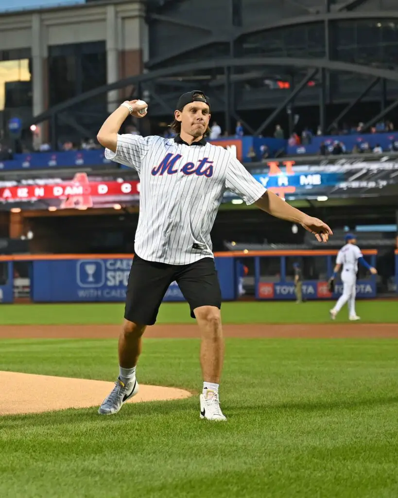 Erik Haula throws out the 1st Pitch at Citifield in September.