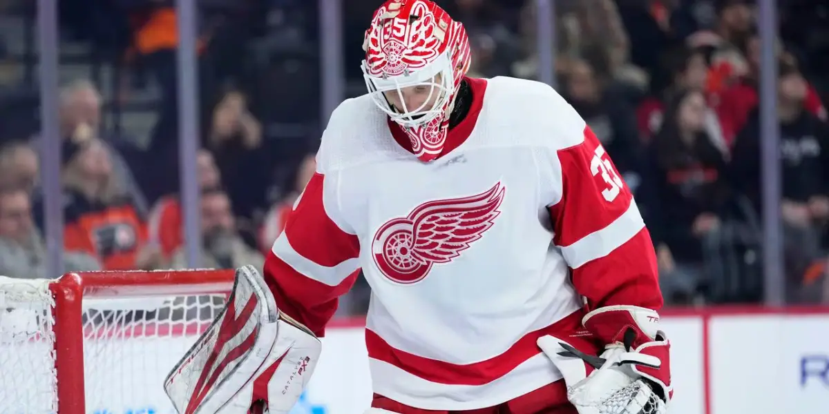 Red Wings Goalie Problem? Ville Husso in a Red Wings Jersey