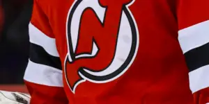 New Jersey Devils logo for use an icon during the third period on Monday, Nov. 21, 2022 in Newark, N.J.
