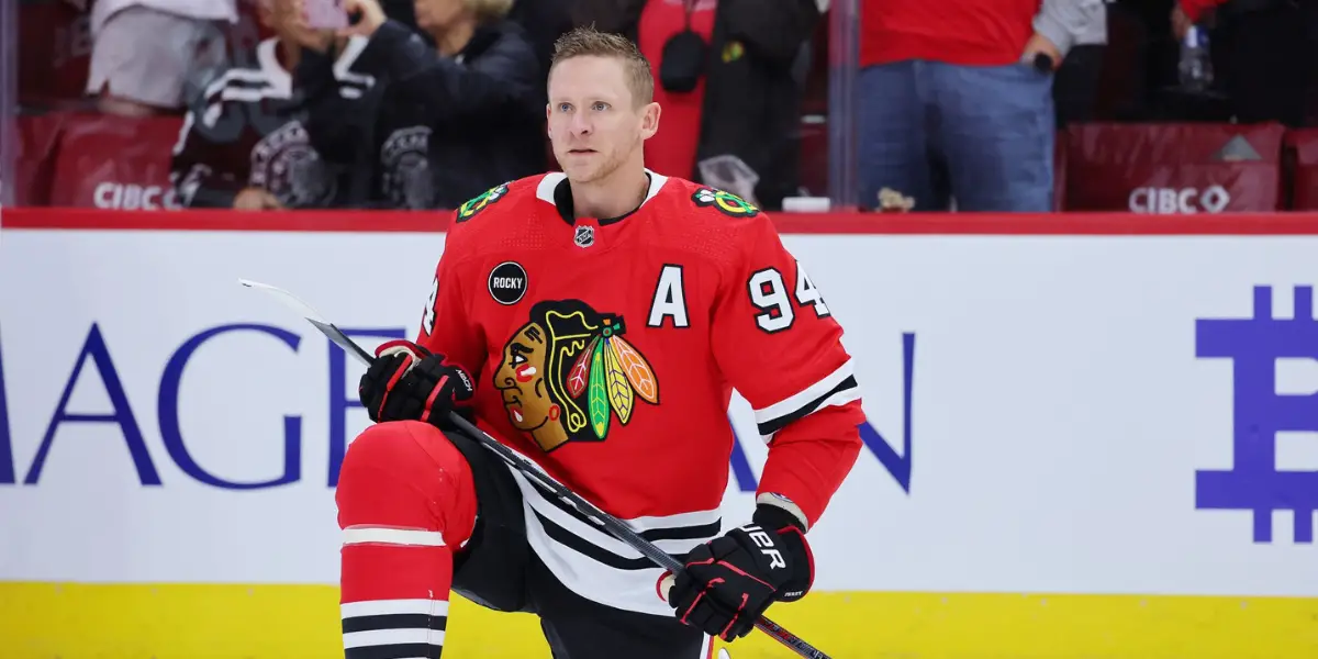 Corey Perry in a Chicago Blackhawks jersey