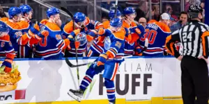 Connor Brown celebrates his first goal of the season