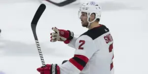 Brendan Smith celebrates his goal against the Ottawa Senators