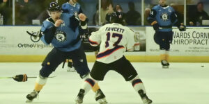 Royals' Fawcett and Admirals' Krebs scrap it out