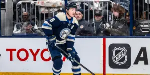 Zach Werenski going up the ice