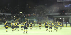 Admirals salute their home crowd after a game vs the South Carolina Stingrays