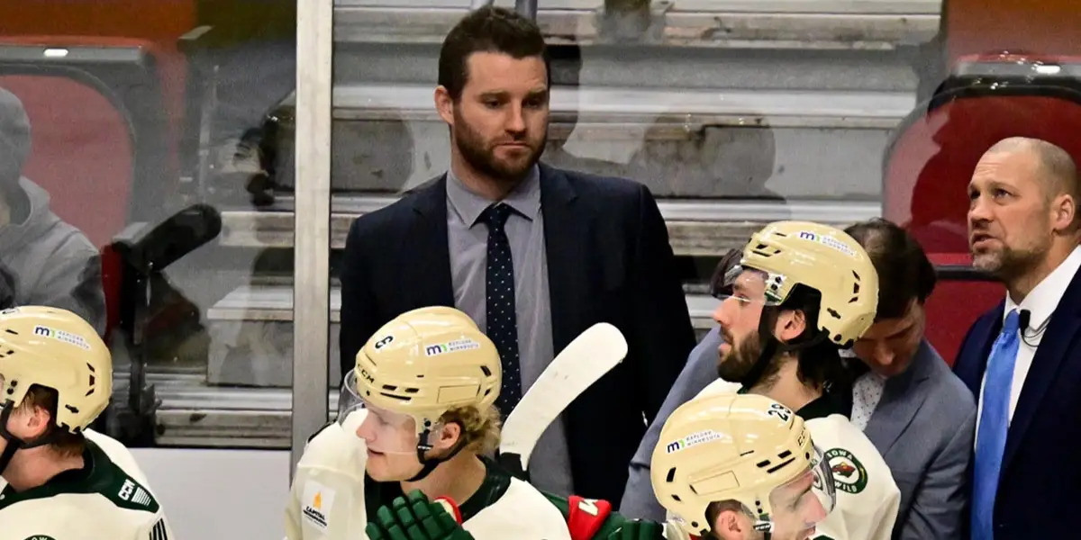 Cody Franson as an Assistant Coach behind the bench for the AHL team Iowa Wild