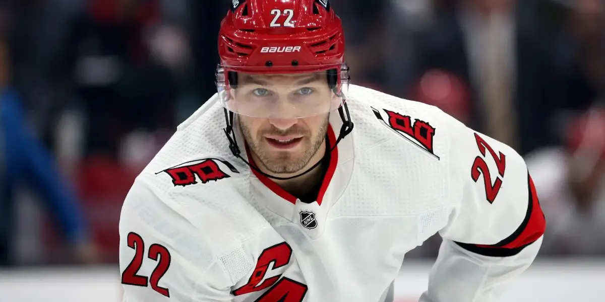 Brett Pesce skating for the Carolina Hurricanes