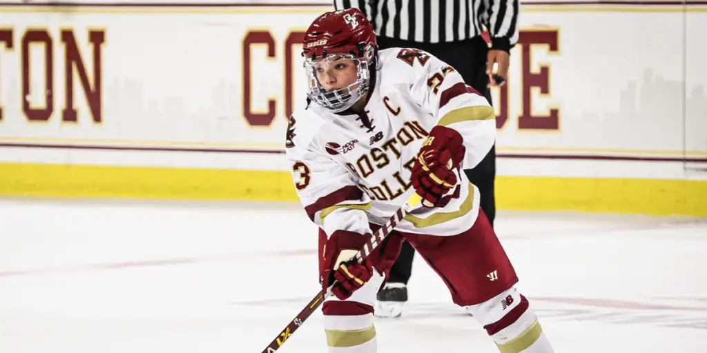 Boston College captain Cayla Barnes skating at a game