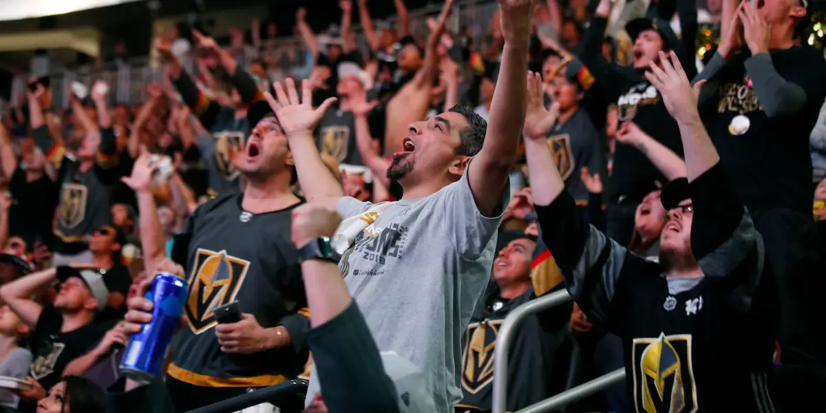Las Vegas Hockey Fans Celebrating a Goal
