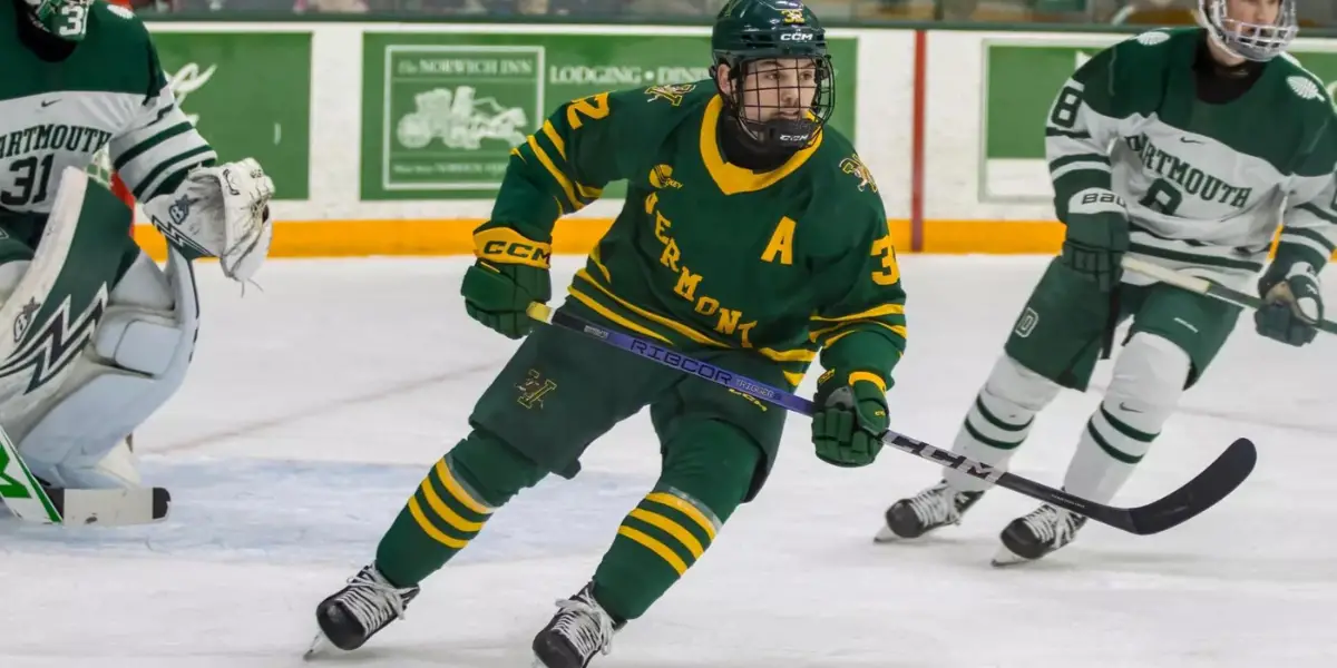 Zach Dubinsky skating for the University of Vermont