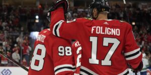 Connor Bedard and Nick Foligno on the Chicago Blackhawks