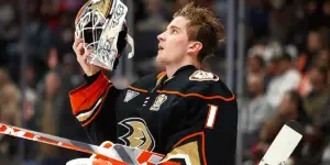 Anaheim Ducks goalie Lukas Dostal