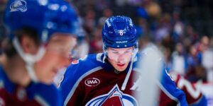 Cale Makar warms up versus Columbus