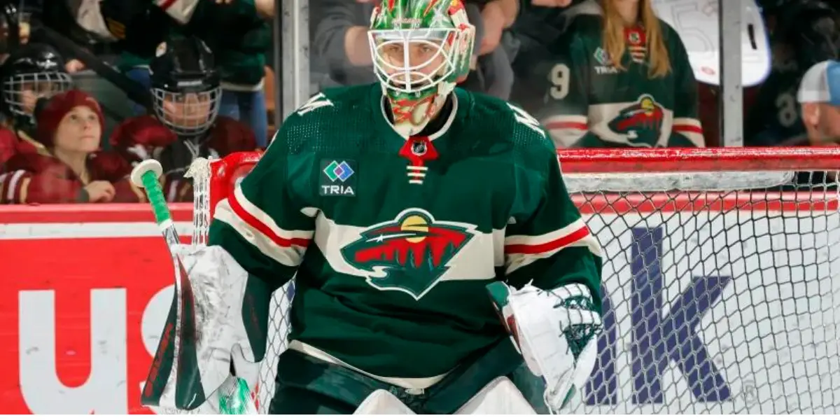 Jesper Wallstedt in goal for the Minnesota Wild