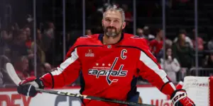 Alex Ovechkin 'C' #8 skating during warmups for the Washington Capitals