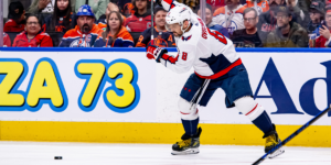 Alex Ovechkin #8 skating for the Washington Capitals