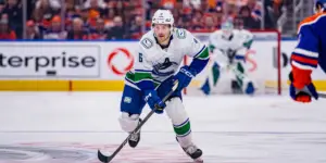 Brock Boeser #6 skating for the Vancouver Canucks