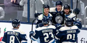 Columbus Blue Jackets celebrating a goal