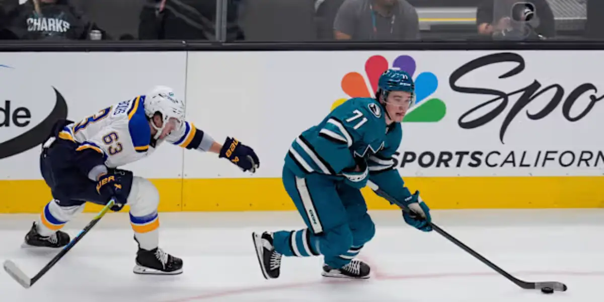 Macklin Celebrini #71 skating for the San Jose Sharks