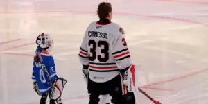 Drew Commesso #33 skating for the Rockford IceHogs