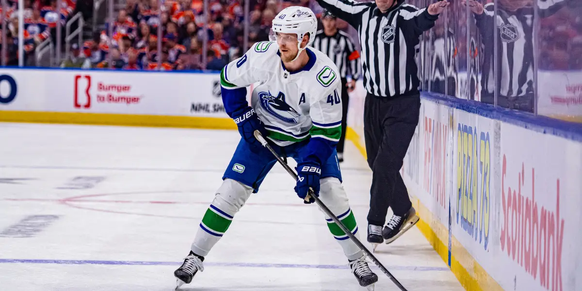 Elias Pettersson #40 skating for the Vancouver Canucks