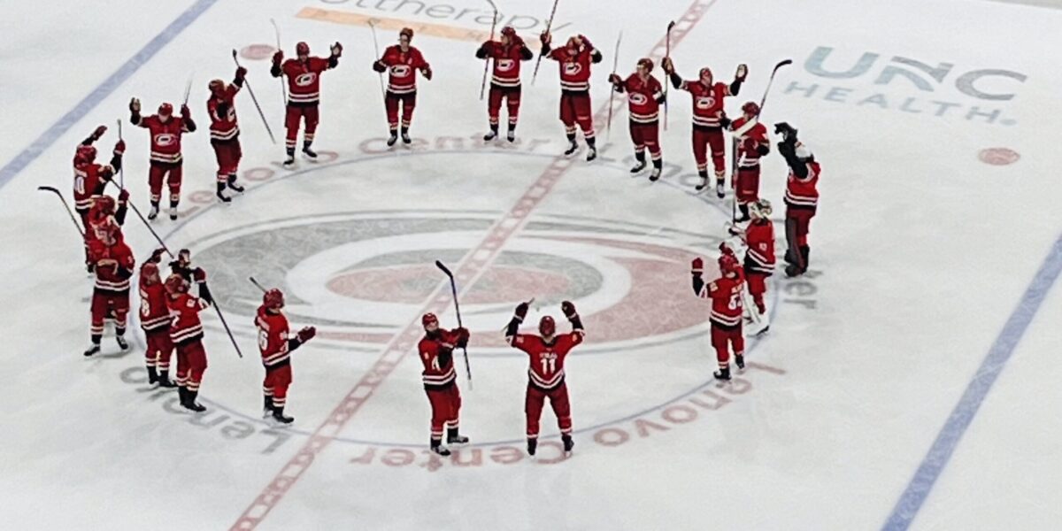 Carolina Hurricanes celebrating a win