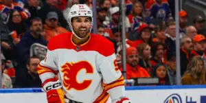 Nazem Kadri #91 skating for the Calgary Flames