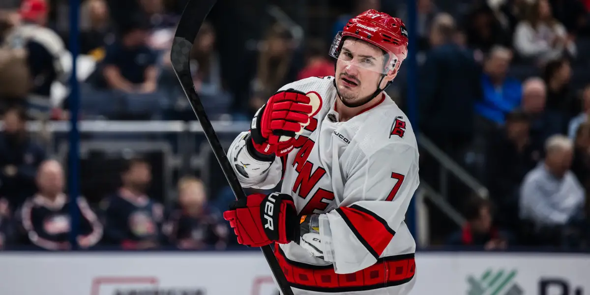 Dmitry Orlov #7 skating for the Carolina Hurricanes