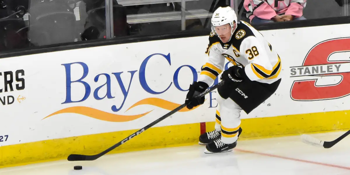 Patrick Brown #38 skating for the Providence Bruins