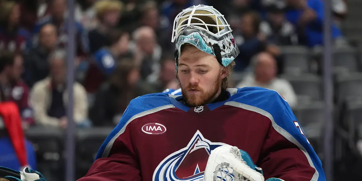 Mackenzie Blackwood skating for the Colorado Avalanche